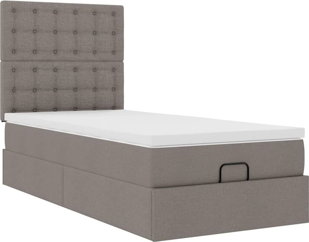 Ottoman-Bett mit Matratze Taupe 80x200 cm Stoff