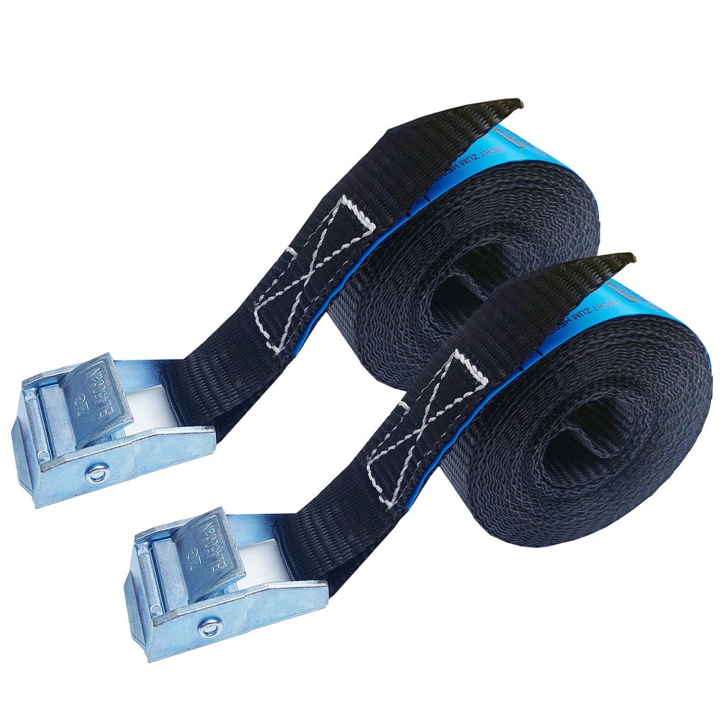 2 x Zurrgurt Klemmschloss Spanngurt 2,5 x 400 cm KL104-400 Schwarz