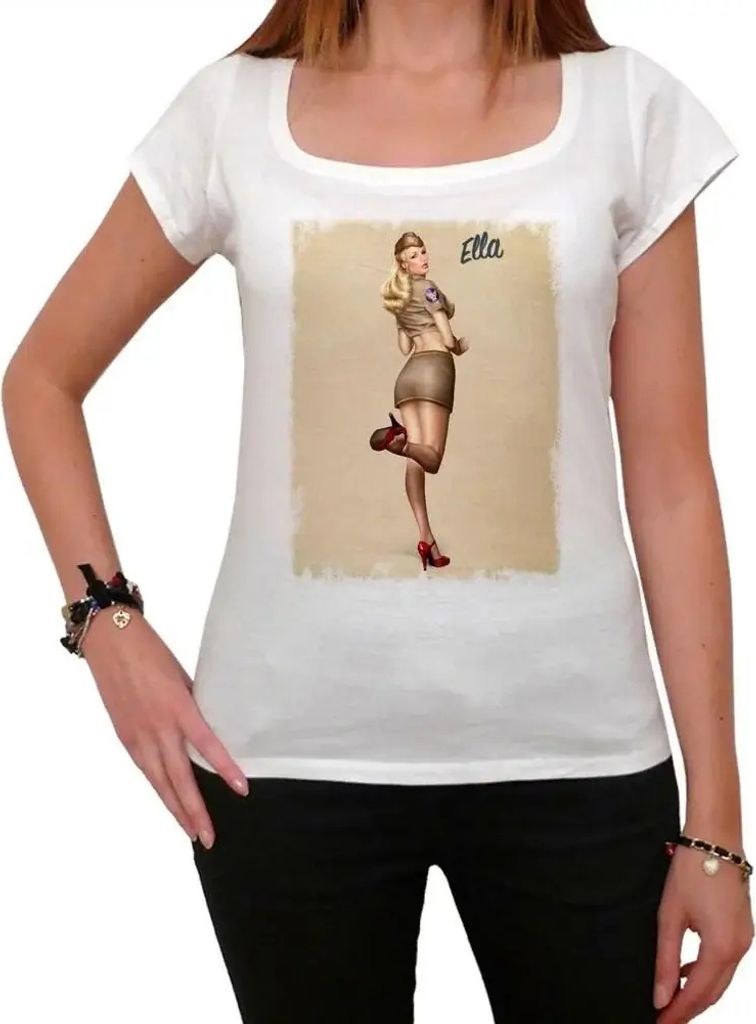 Damen Grafik T-Shirt Luftwaffe pin up – Air Force Pin Up – Öko-Verantwortlich Vintage Jahrgang Kurzarm Lustige Druck Geburtstag Geschenk Frau