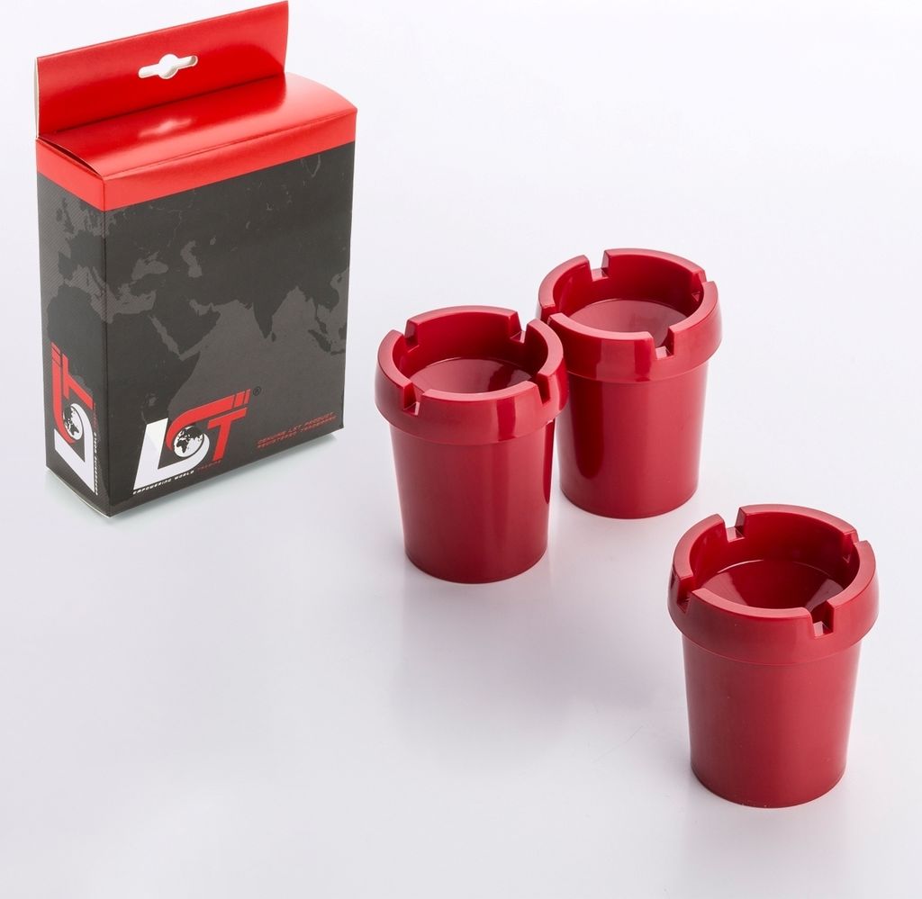 3x Aschenbecher Sturmaschenbecher rauchfrei Getränkehalter rot Kunststoff