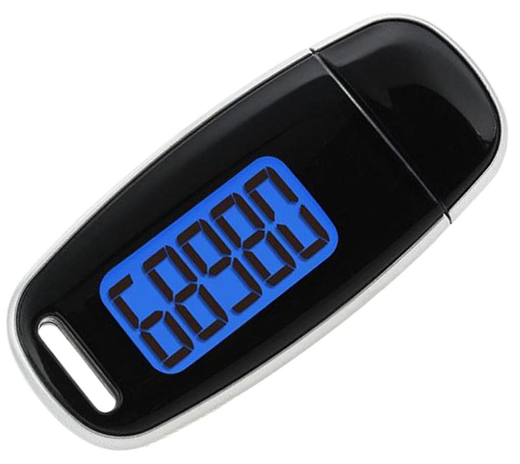 USB Schrittzähler Pedometer mit LCD Display, misst Schritte, Distanz & Kalorien, mit Clip & Band, tragbar für Fitness, Gehen & Alltag