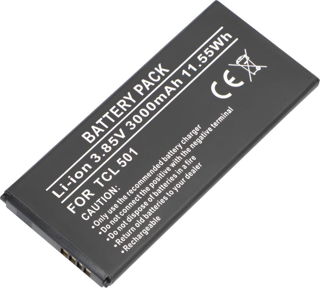 Avizar, Li-Ion-Akku TCL 501 3,85V 3000mAh 11,55Wh kompatibel, Schwarz