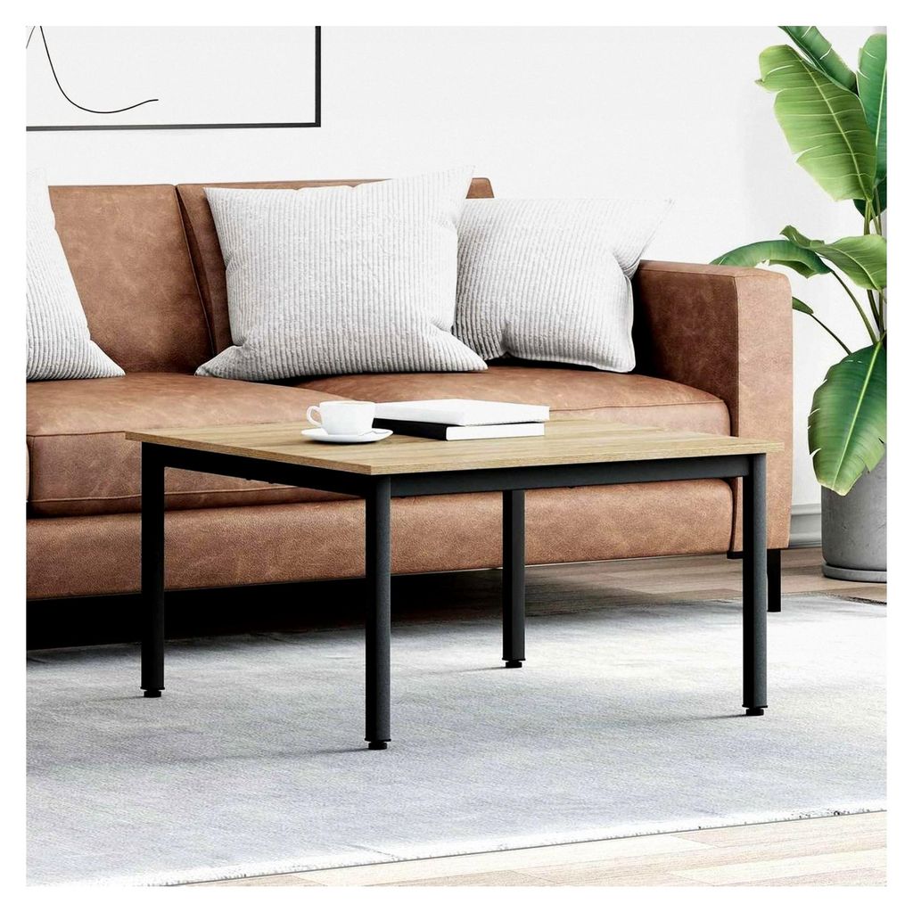 Rechteckiger Couchtisch Sonoma - Moderner Holzwerkstoff mit Metallfüßen, geeignet für Wohnzimmer und Familienfeiern