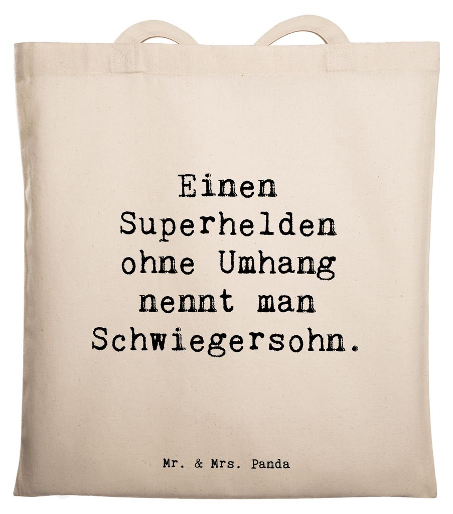 Mr. & Mrs. Panda Tote Bag Spruch Held Schwiegersohn - Transparent - Geschenk, Anerkennung, Beziehung, Jutebeutel, Humor, Uni Tasche, Jubiläen, Ein...