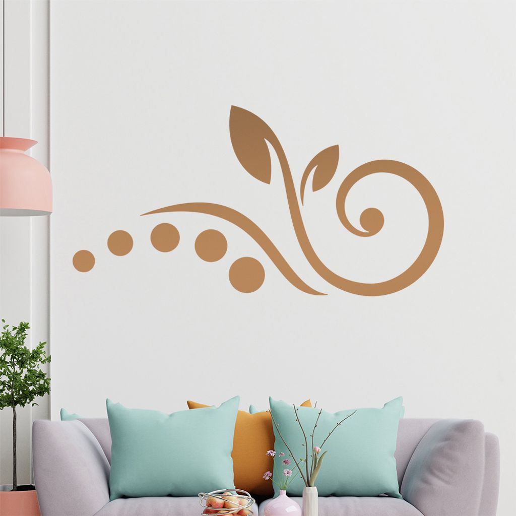 Blume - Linien Punkte Wandtattoo in 6 Größen - Wandaufkleber Wall Sticker - Dekoration, Küche, Wohnzimmer, Schlafzimmer, Badezimmer