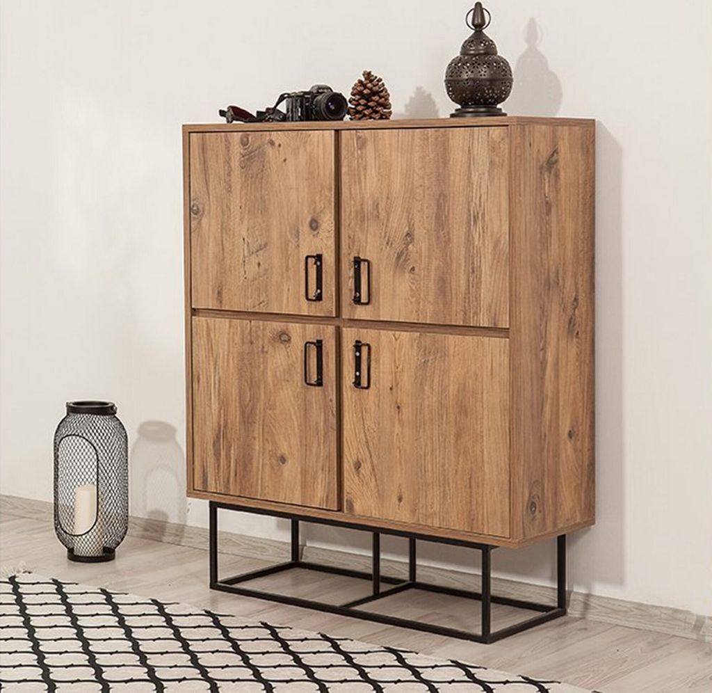 Skye Decor, Quantum Solo, Mehrzweckschrank, Atlantische Kiefer, 100 % MELAMINBESCHICHTETE SPANPLATTEN, 93 x 36 x 115 cm