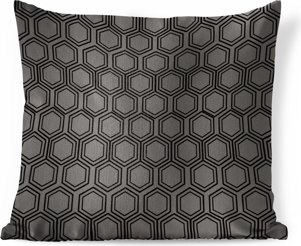 MuchoWow Zierkissen Sofakissen Wohnzimmer Dekokissen 40x40 cm Schwarz - Muster - Sechseck - Foto Kissen - Schlafzimmer Dekoration