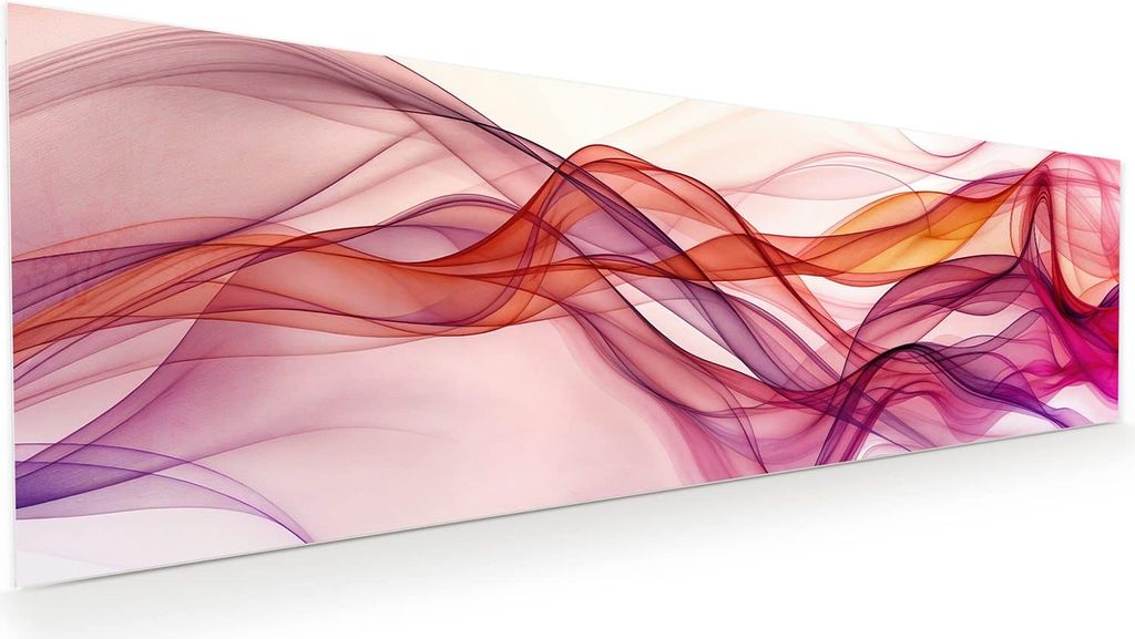 Glasbild 120x40cm in XXL für Wohnzimmer, Schlafzimmer Motiv Farbige Schleier