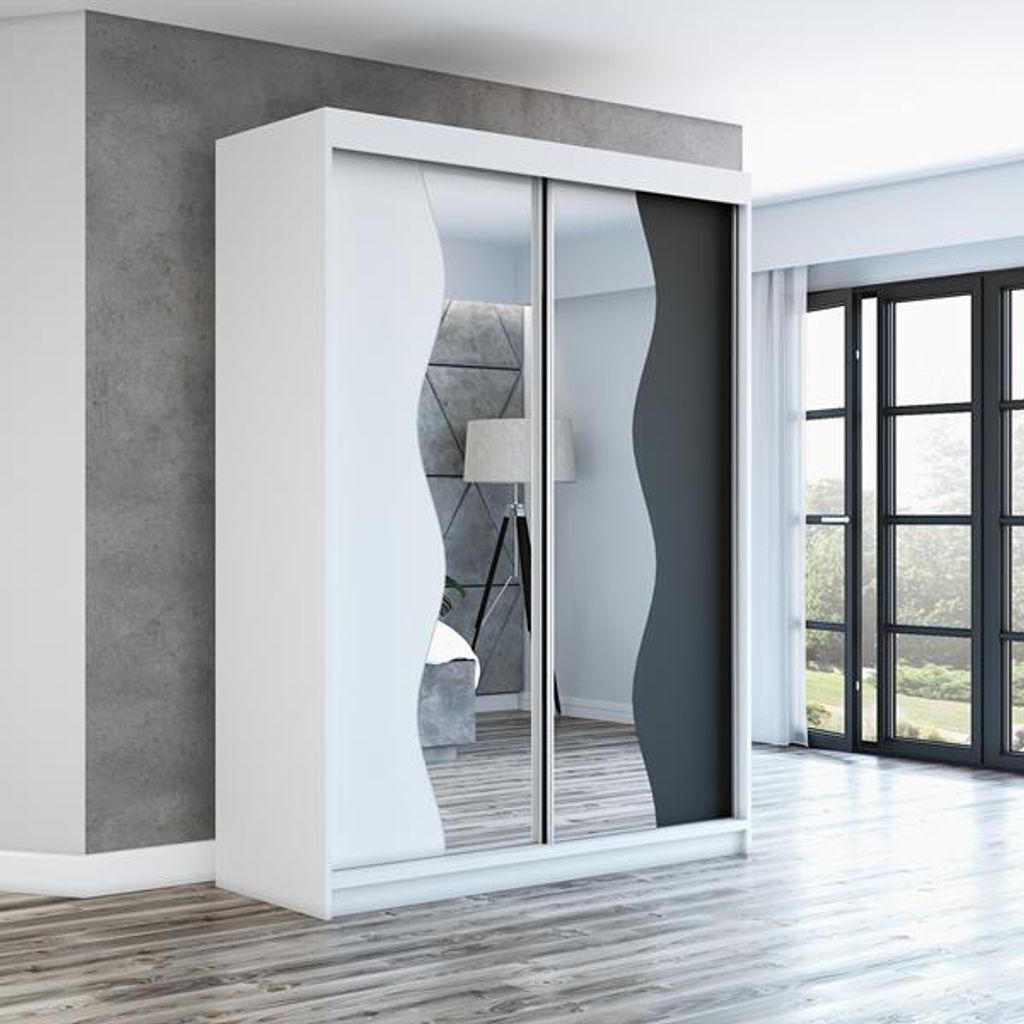 Schwebetürenschrank, 2-türig Schrank mit Spiegel! Moderne Produktbild 