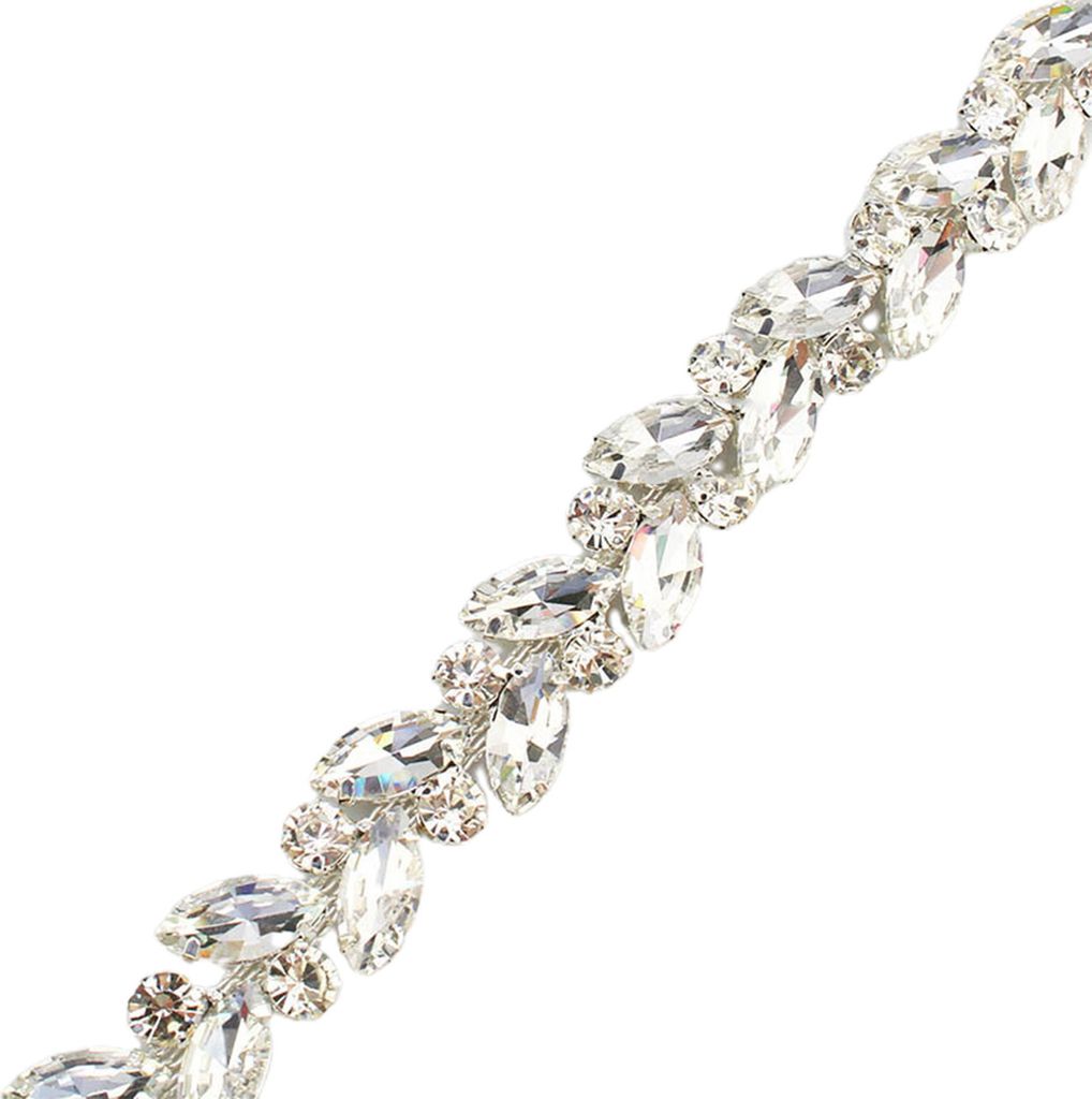 1 -Yard -Strass -Ziehen mit glänzendem Glashandwerk Langreihe Glitzer Stein Zauber DIY MACHEN AB/SILber-Weiß