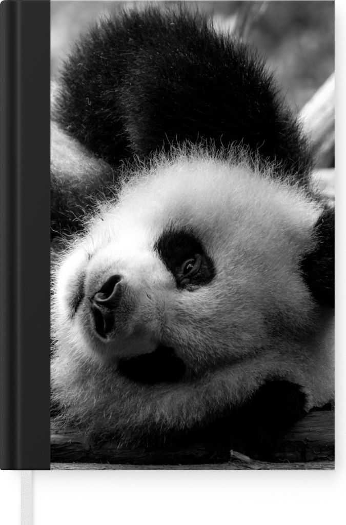 MuchoWow Notizbuch Tagebuch Haushaltsbuch Notebook A5 Tierprofil rollenden Panda in schwarz und weiß - Notizblock - Notizheft - Notebook - Schre...