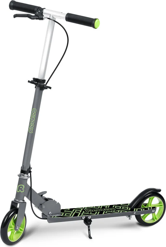 Trottinette pliable Ricokids Kodi roues 145mm et double frein gris-vert
