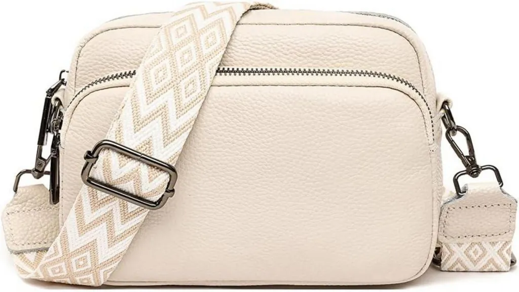 Sac bandoulière téléphone femme cuir 3 zips pour éviter les rayures écran