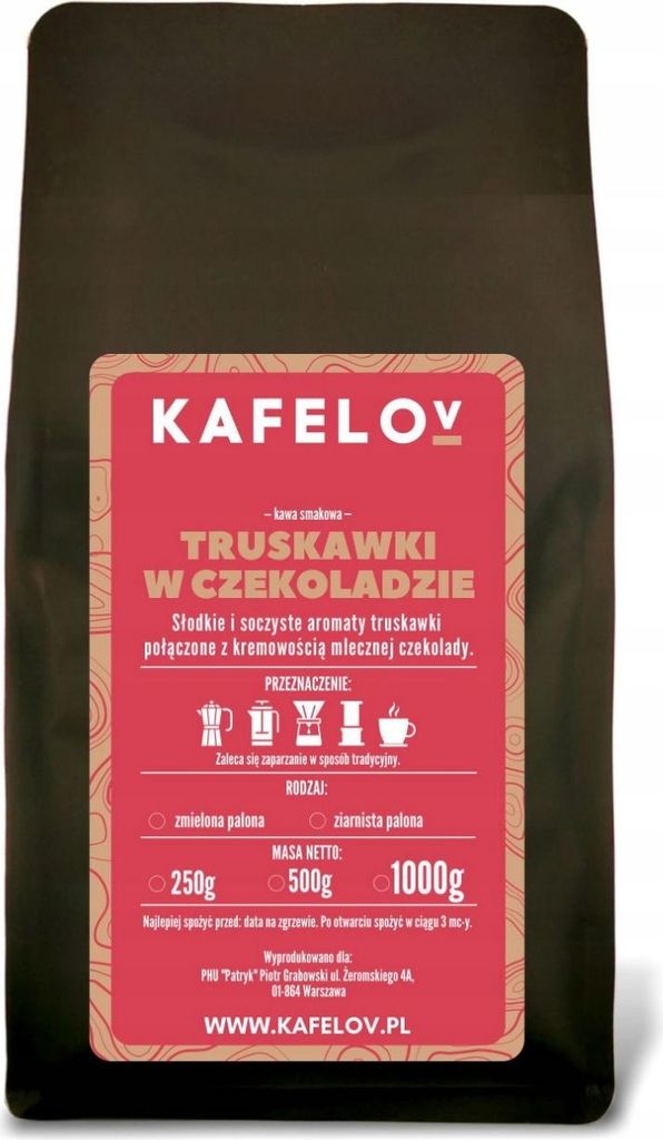 KAFELOV | Kaffee Erdbeeren in Schokolade - 1000g - Aromatisch und cremig - 100% Arabika