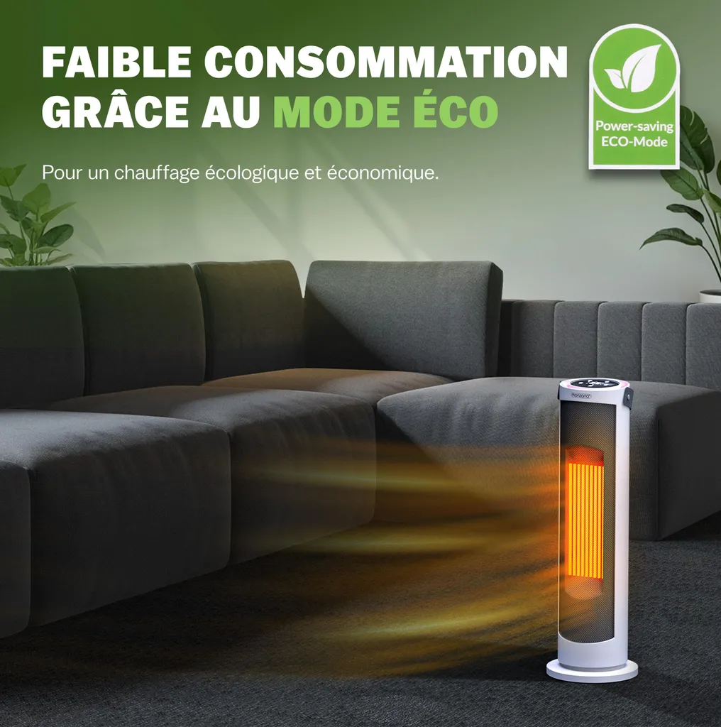 Chauffage soufflant céramique programmable de 2000W pour la maison - 4