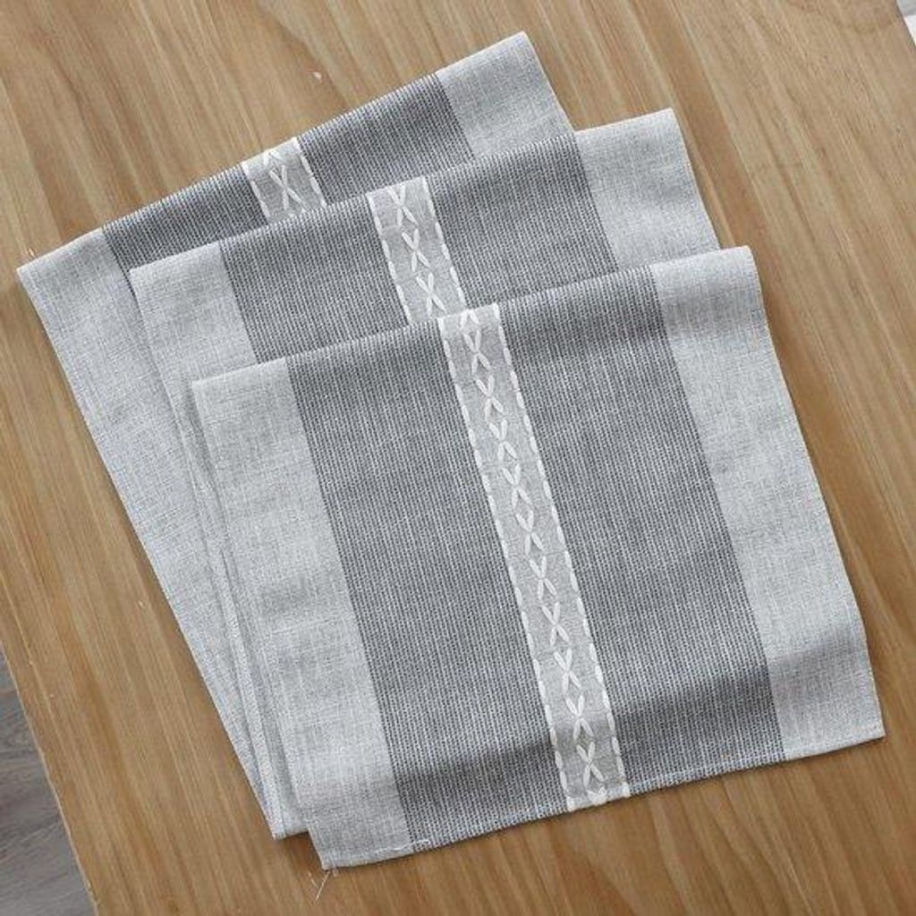Gestreepte Tafelloper aus Gewirktem Material für Rustikale Bordüren - Grau 33x92cm