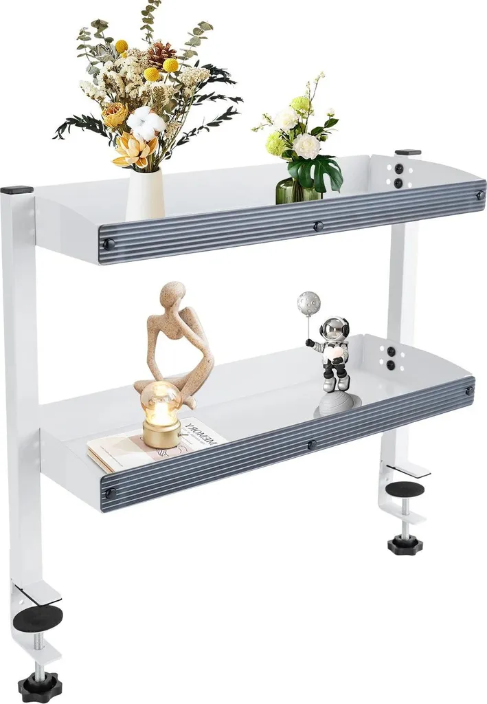 Organizer Scrivania Bambini 2 Ripiani Bianco - Scaffale Sicuro a Morsetto