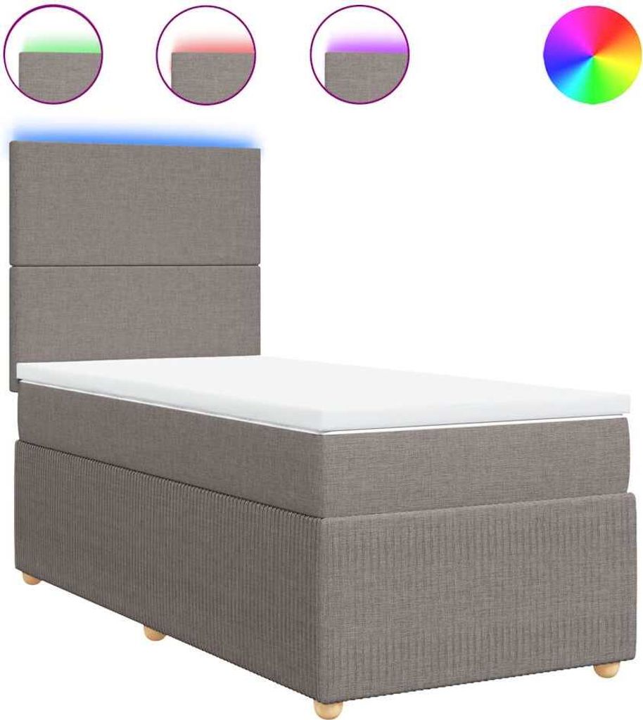 vidaXL Boxspringbett mit Matratze Taupe 90x200 cm Stoff
