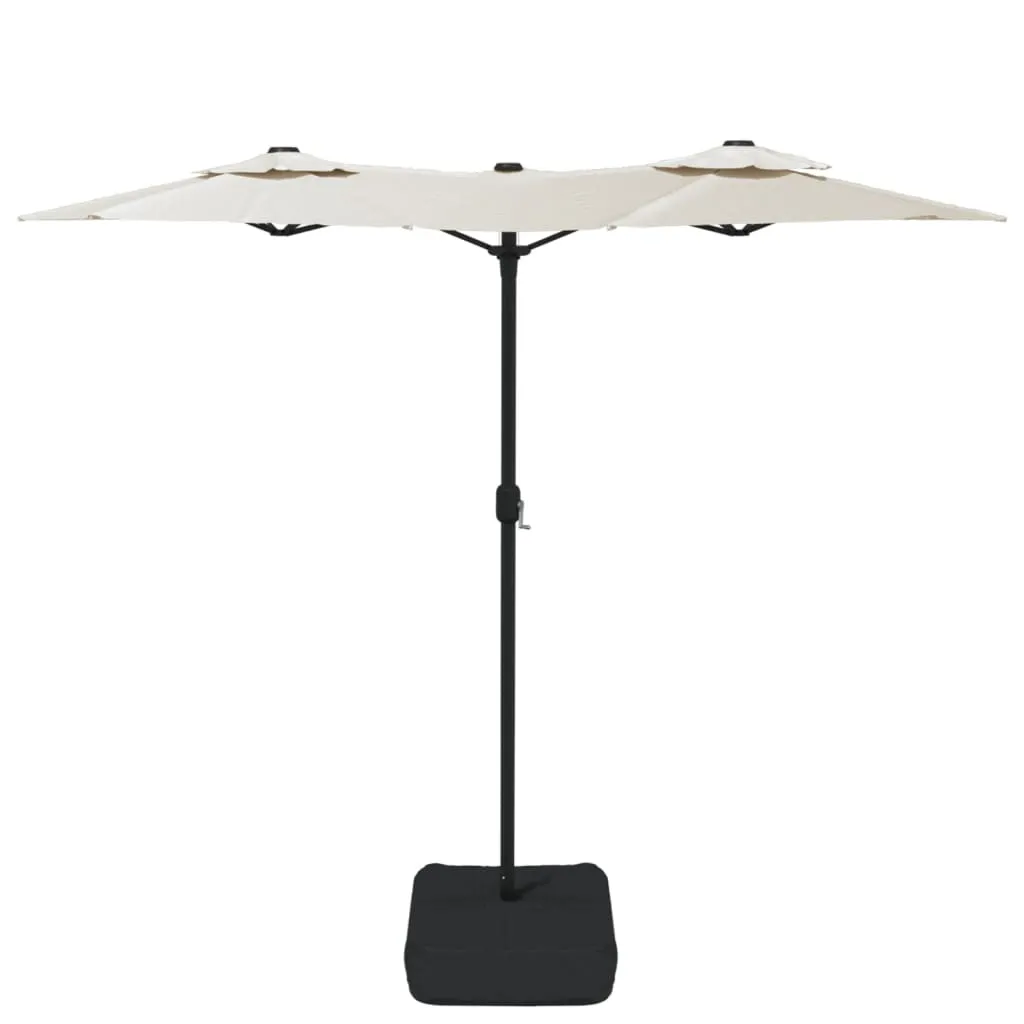 Grand parasol double rectangulaire blanc sable pour grande terrasse