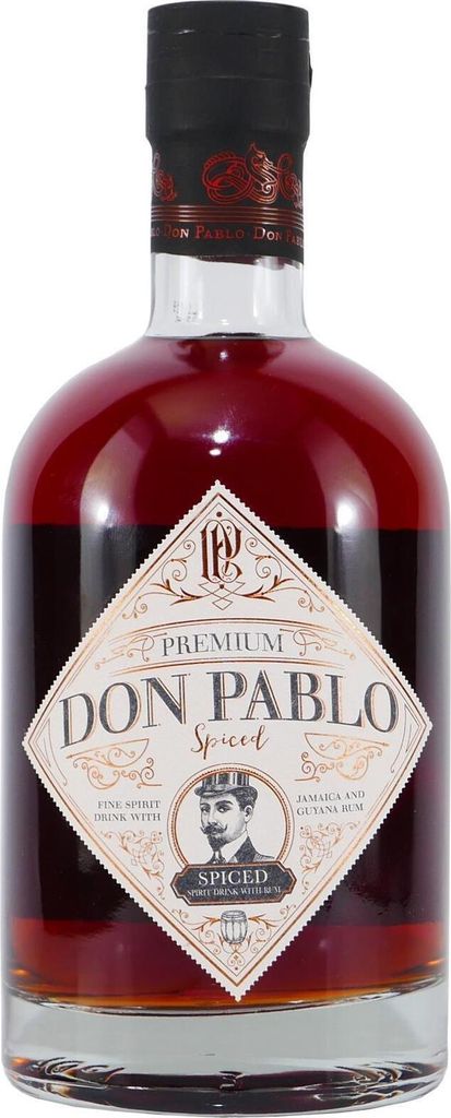 A bottle of Don Pablo Premium Spiced Rum.