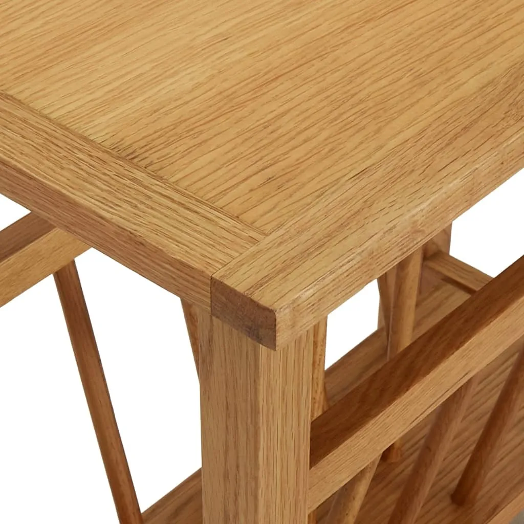 Table d'appoint en chêne massif avec étagère de rangement intégrée - 4