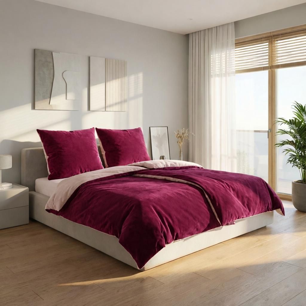 Wendebettwäsche Cashmere Touch - extra weich und warm 135 x 200 cm beere Wendebettwäsche, beere-rosa