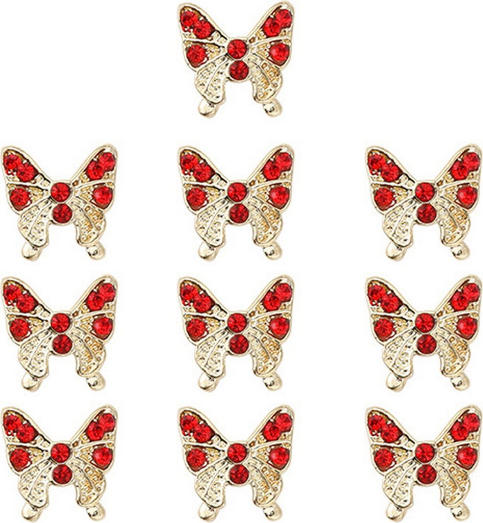 10 Stück Schmetterlings-Nagel-Charms, glänzende Strasssteine, Inlay, Kunstkristall, 3D-Charms, DIY-Maniküre-Zubehör, Nagelkunst, Schmuck, Handy...
