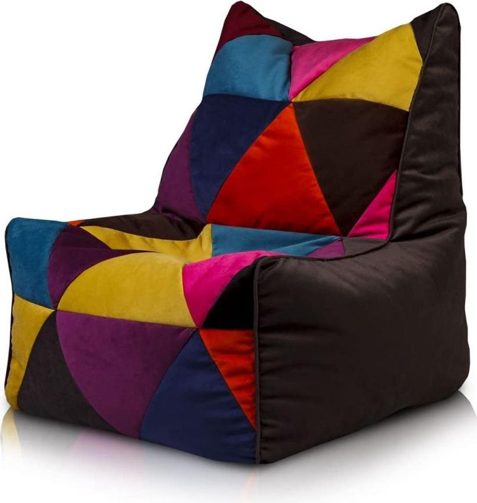Ecopuf - Pouf Sack, Puff Sessel mit Rückenlehne, Patchwork, Solid Braun A84