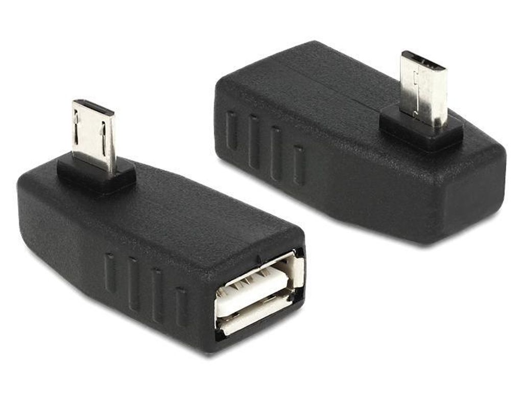 Adapter USB micro-B Stecker - USB 2.0-A Buchse OTG 90° gewinkelt