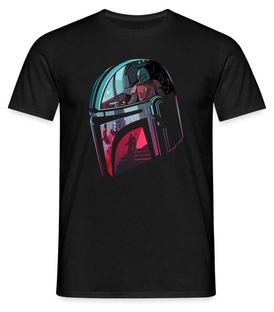 Star Wars: Mandalorian Verspiegelter Helm Männer T-Shirt, XL, Schwarz