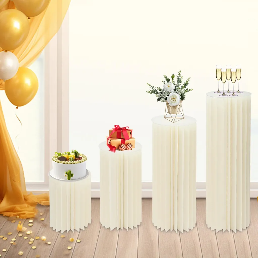 Centre de table pour anniversaire blanc - Lot 4 colonnes modulables - 3