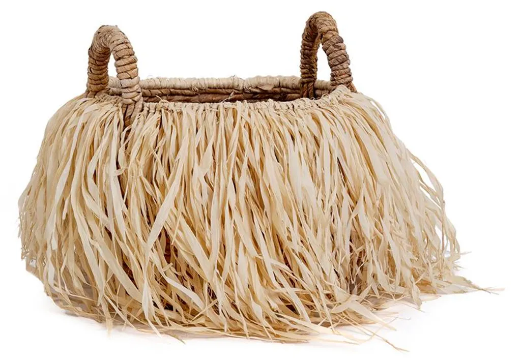 Panier organisateur de maison en bananier et raphia, rangement 33x33cm