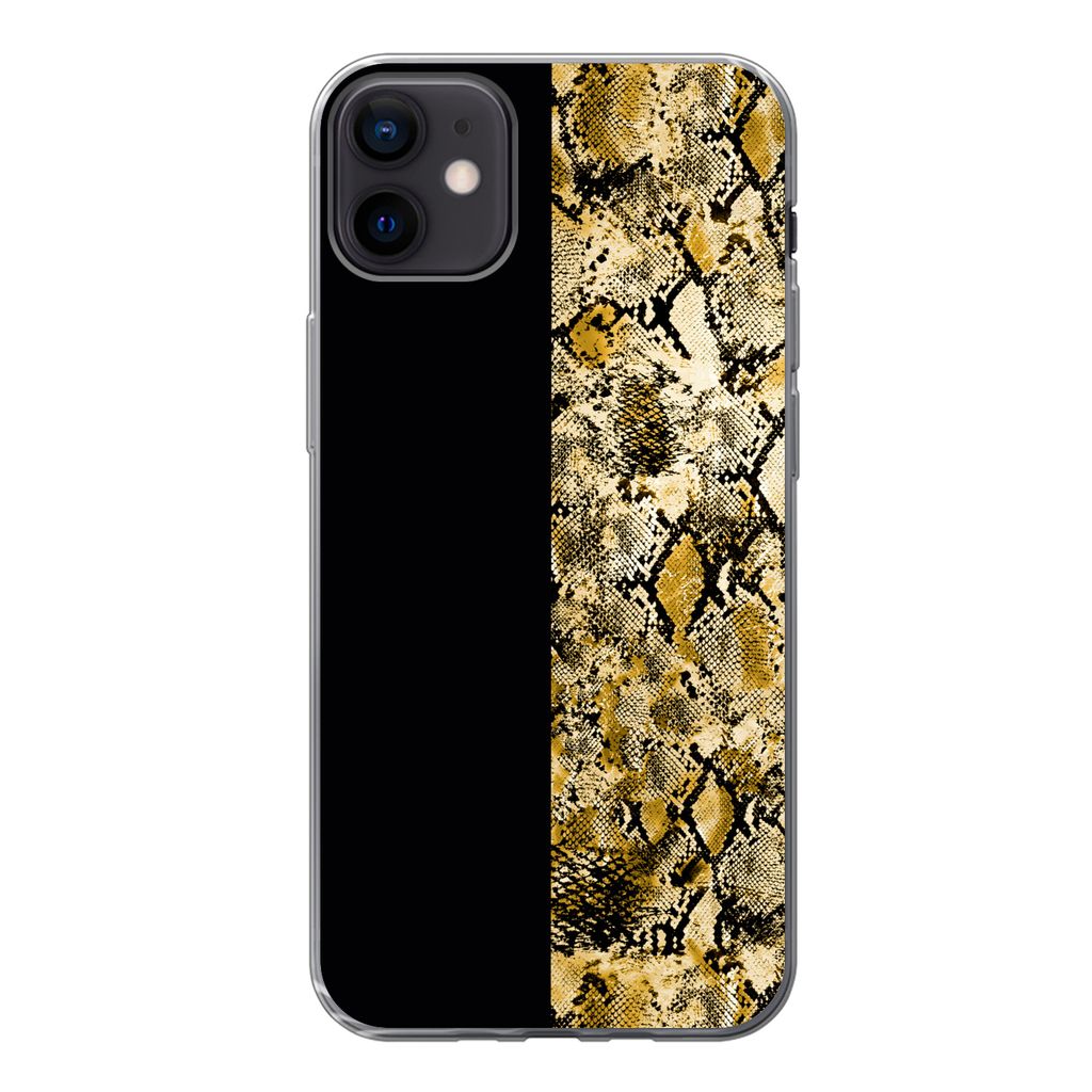 MuchoWow Handyhülle Schutzhülle Hülle für iPhone 12 mini Schlange - Gold - Luxus Silikon Softcase Handy Hülle - Bild