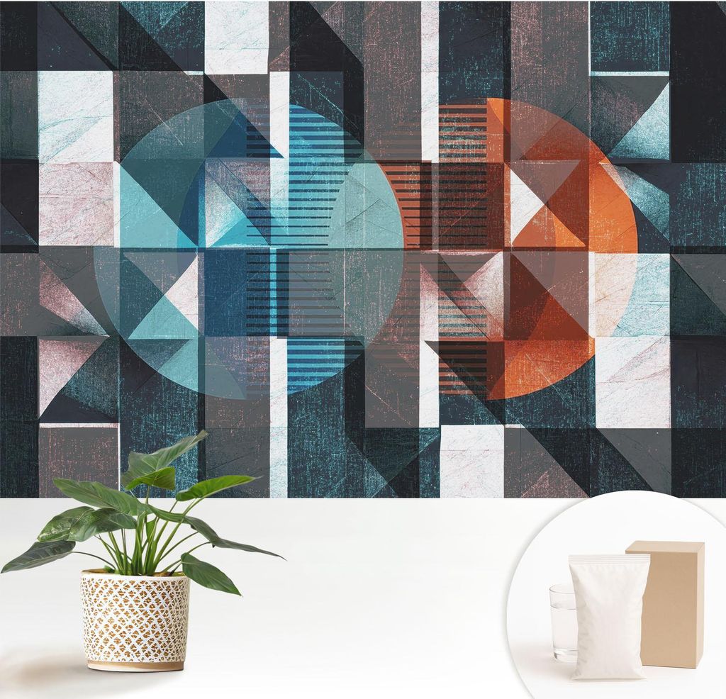 Fototapete - 152x104 cm - Tapete - Wandtapete - Wandbilder - Dekofolie - Tapete Folie - Wand - Dekoration - Wohnzimmer - Abstrakte Formen
