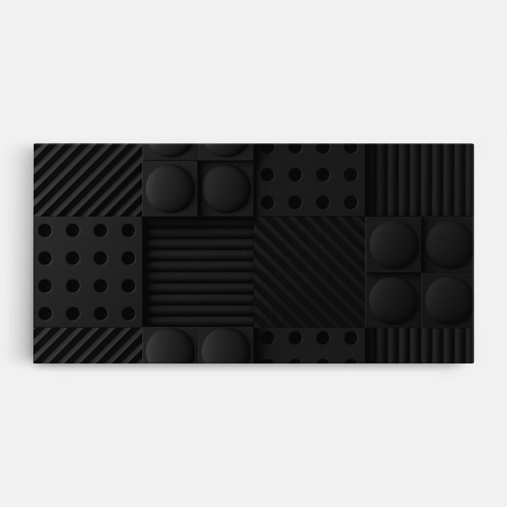ARTHUB Leinwandbild 60x120 cm, Black Square Circle | Wohnzimmerdekoration, Hängende Bilder, Wanddekoration, Heimdekoration, Abstrakte, Geometrische