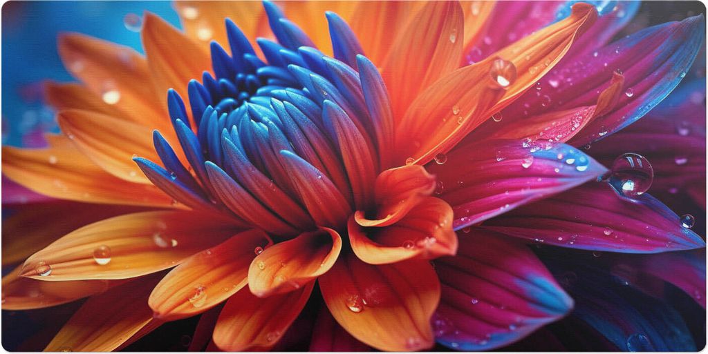 Blume Mit Tropfen– Schreibtischunterlage – Schreibtisch Tischunterlage – 90x45 cm – Unterlage Groß Schreibtischmatte