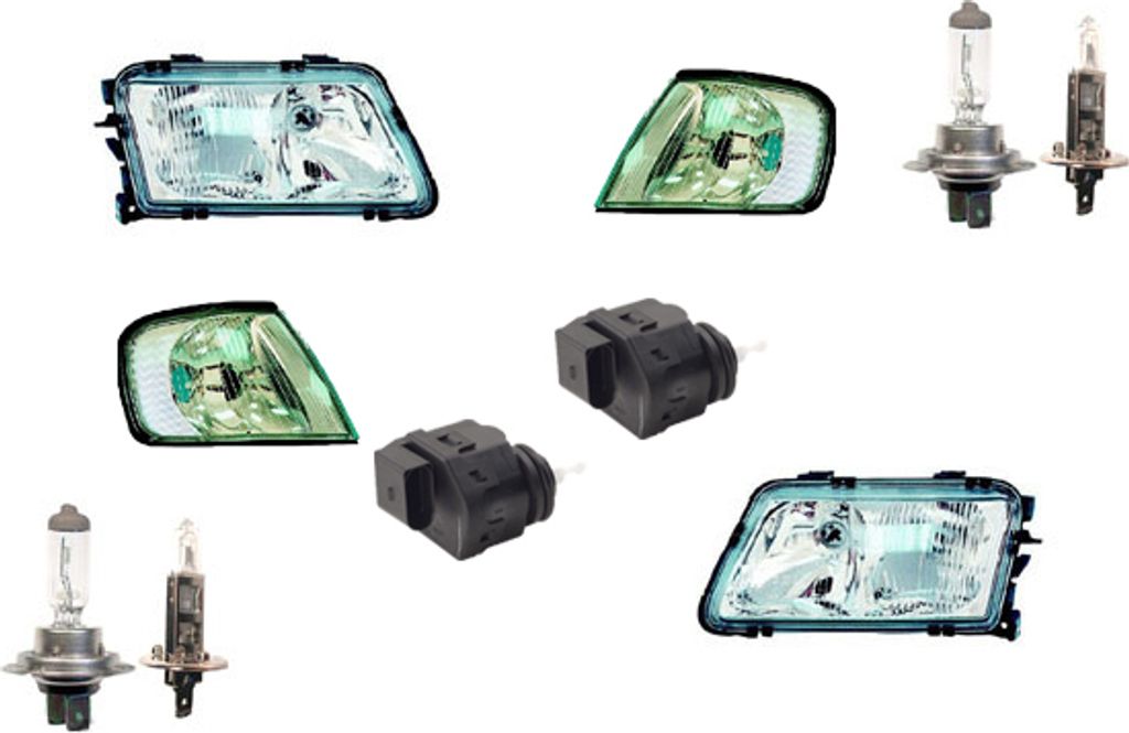 Johns, Scheinwerfer passend für Audi A3 8L 96-00 + H7 H1 Set Links Rechts + LWR Blinker 8L0941029 3B0941295B 1U0941295 4B0941295 4B0941295A 8L0941030