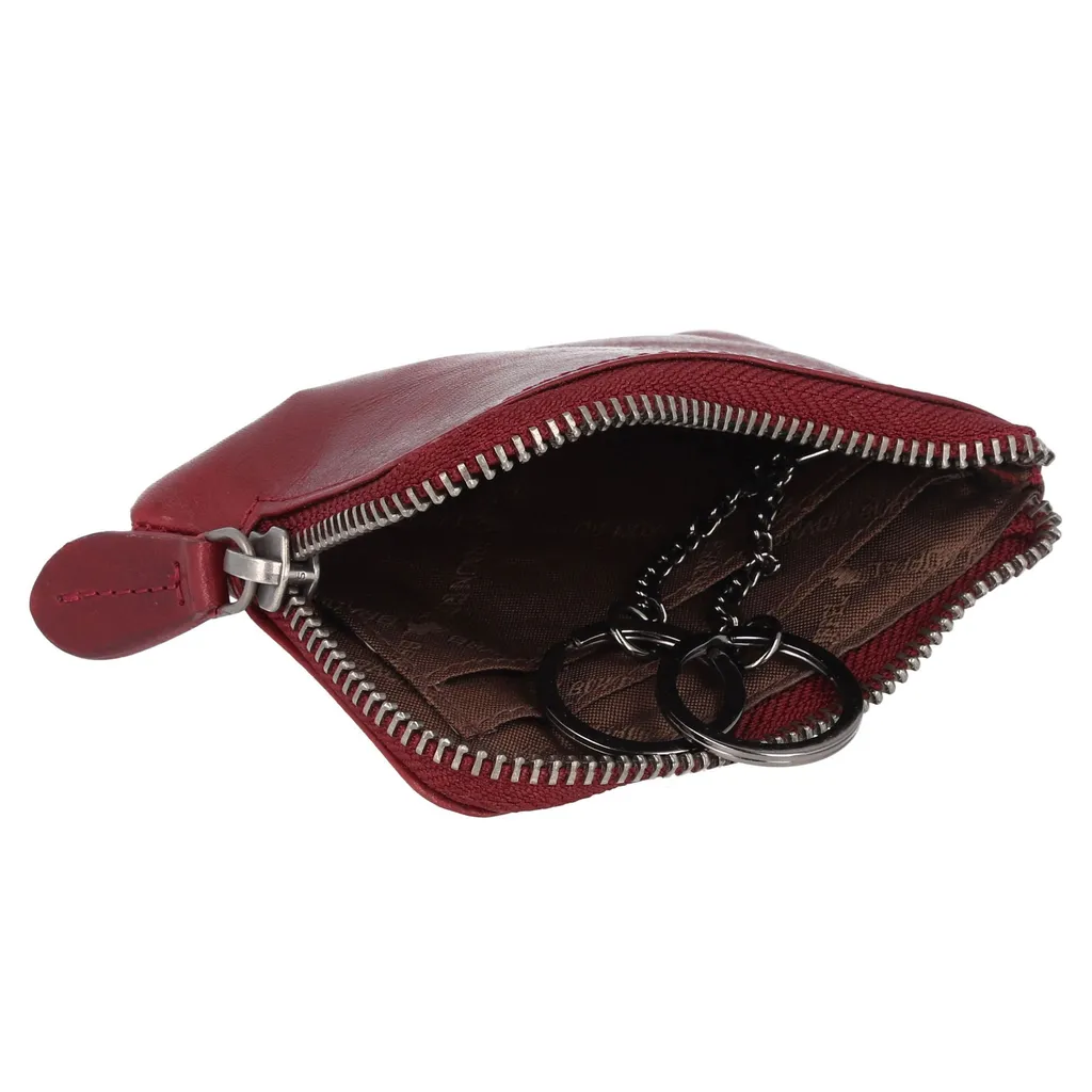 Étui Cuir Arezzo RFID Rosso : Sécurité et Style Mini Wallet 3 Chaines - 6