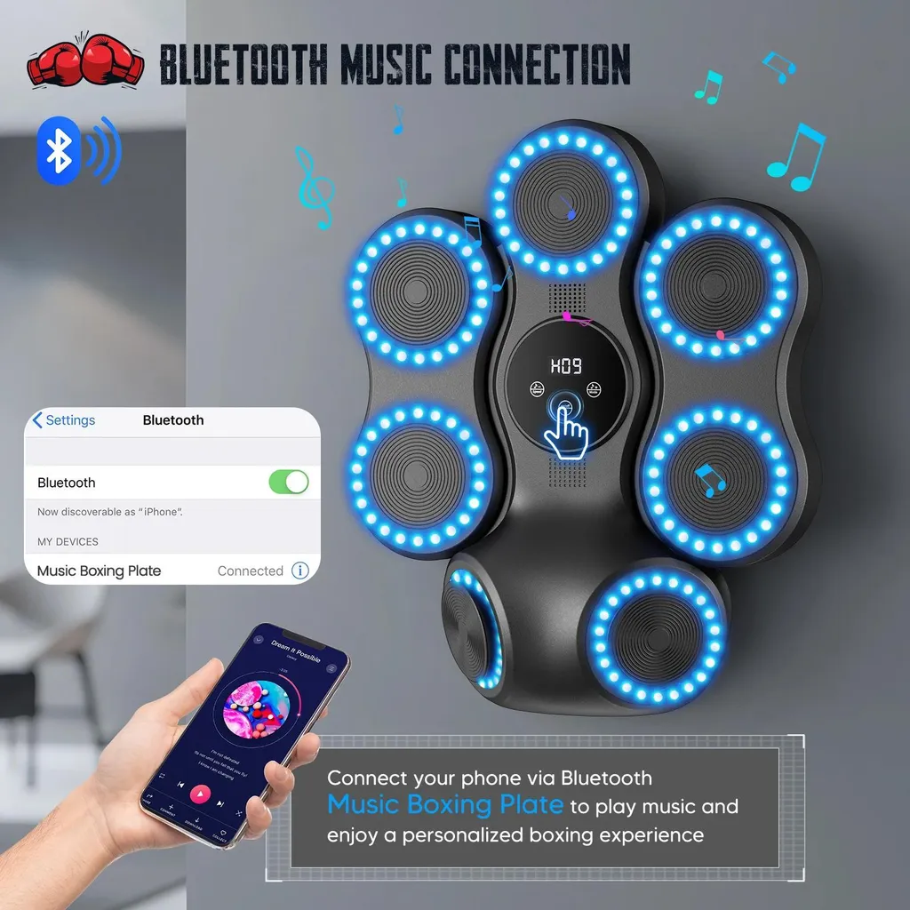 Appareil de Boxe Interactif Modèle A - Cible Musicale LED et Bluetooth - 3