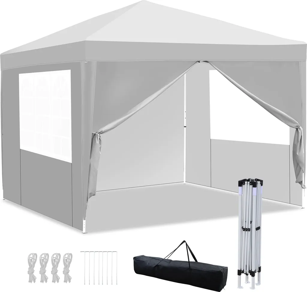 Gazebo 3x3 Professionale Pieghevole Clanmacy - Struttura Bianca