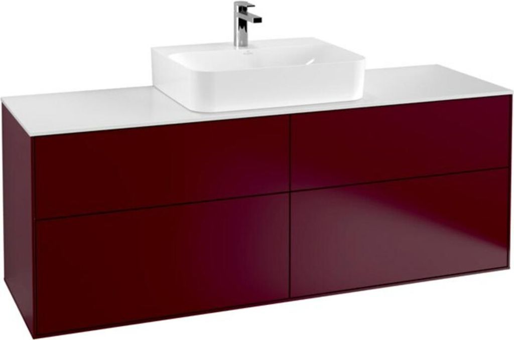 Villeroy & Boch Finion Waschtischunterschrank, mit integrierter Beleuchtung, Waschbecken mittig, 1600x603x501mm, Glass White Matt, G19100HB