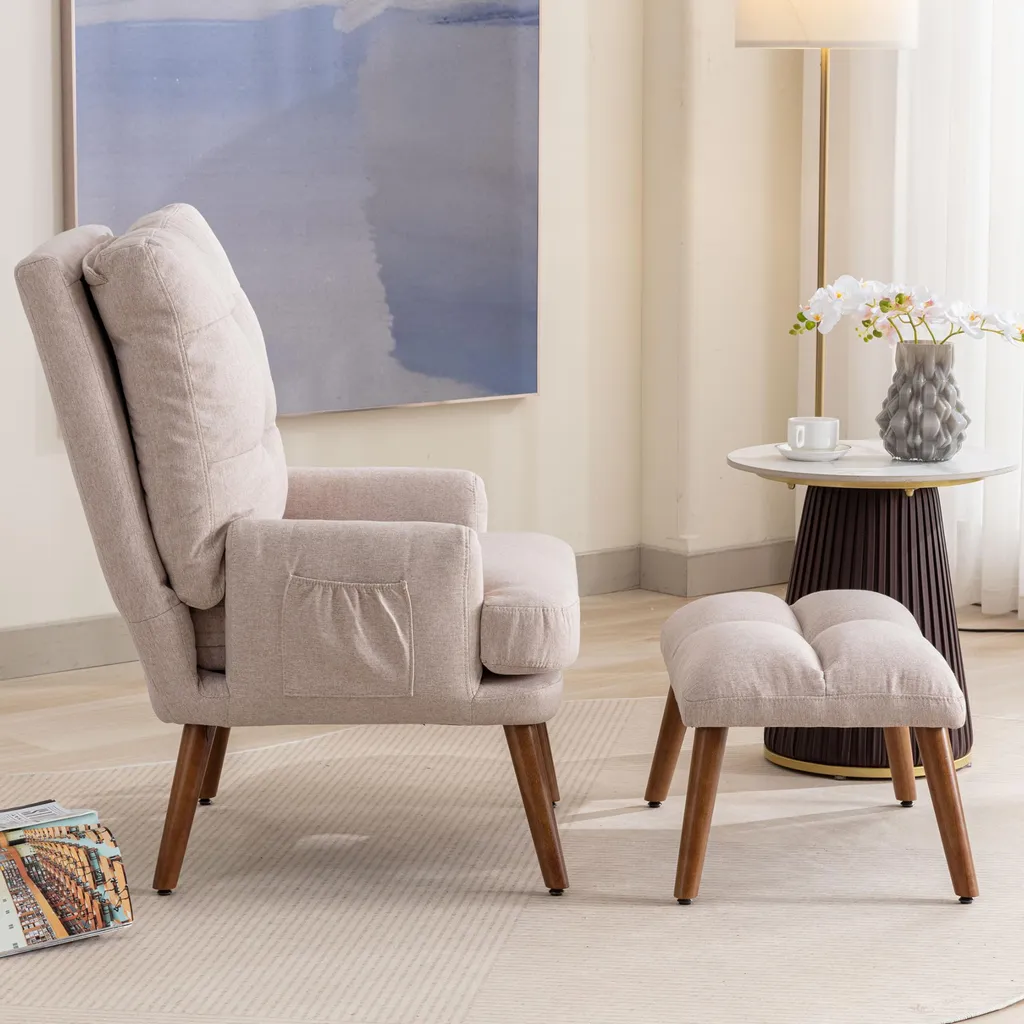 Fauteuil de relaxation avec tablette latérale et inclinaison modulable 5 positions