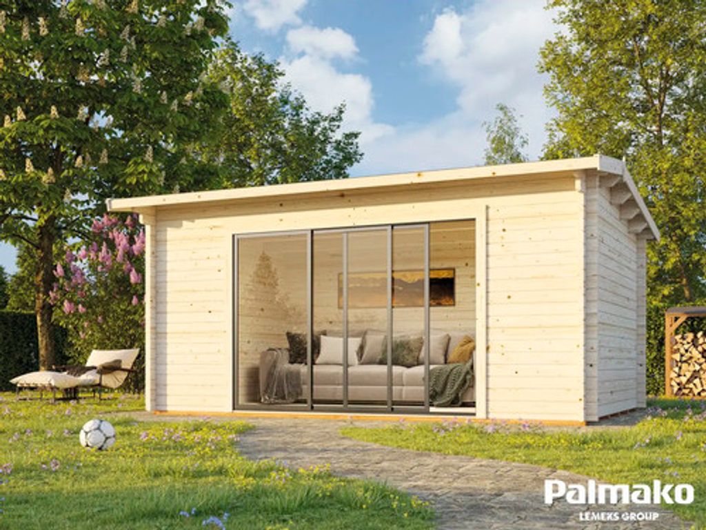 Gartenhaus Palmako Ines 13,7 m² Schiebetür Isolierglas inkl. Fußboden 524 x 379 cm tauchgrundiert