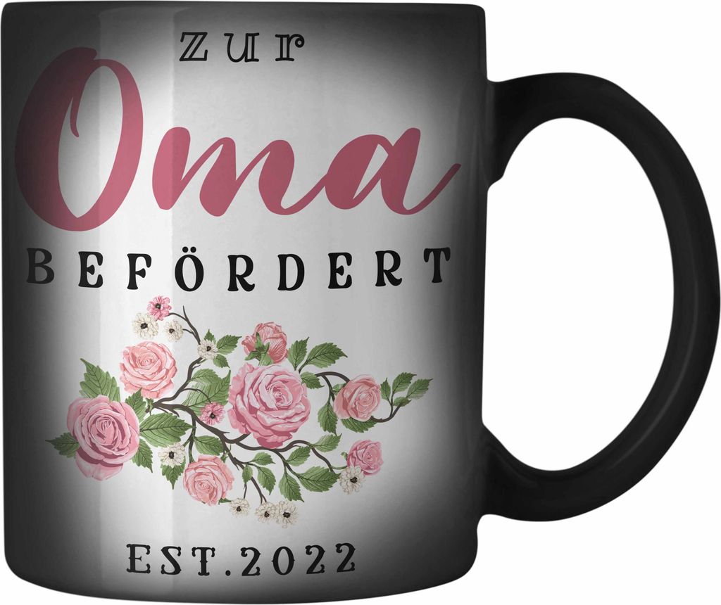 Trendation - Du Wirst Oma 2022 Farbwechsel Zauber-Tasse Geschenk Schwangerschaft Verkünden Großmutter Überraschung Baby Karabiner Farbwechsel Za...