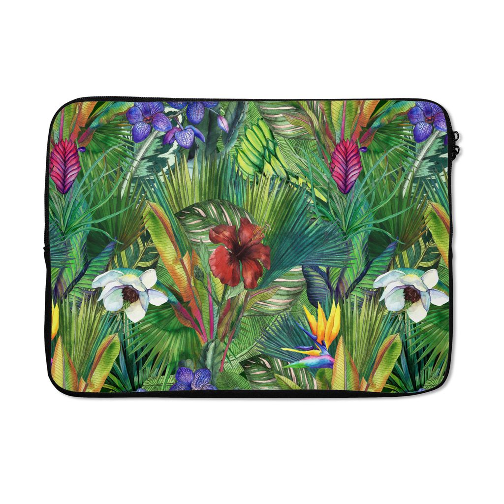 MuchoWow Laptop Hülle 14 ZollRegenbogen - Flora - Dschungel - Muster Laptoptasche - Laptoptasche - Stoßsicher - Schutzhaube
