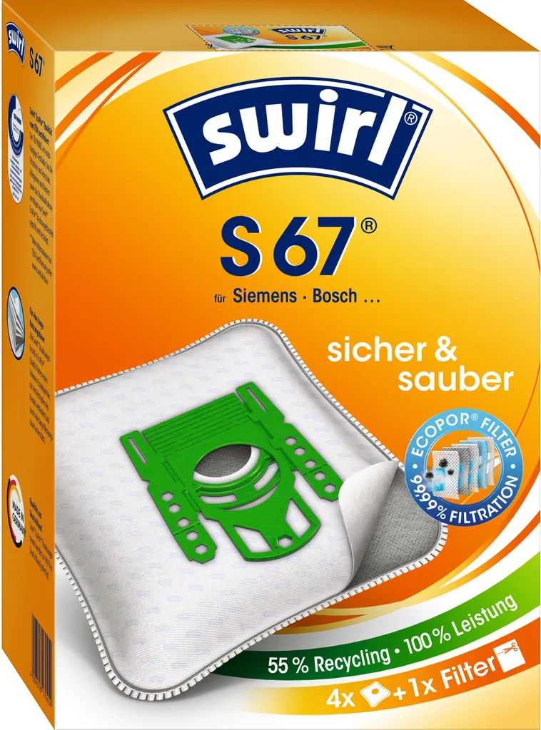 Kit Swirl S67 622189 Sacchetti per Filtro Polvere Bosch Siemens S 67 - 3