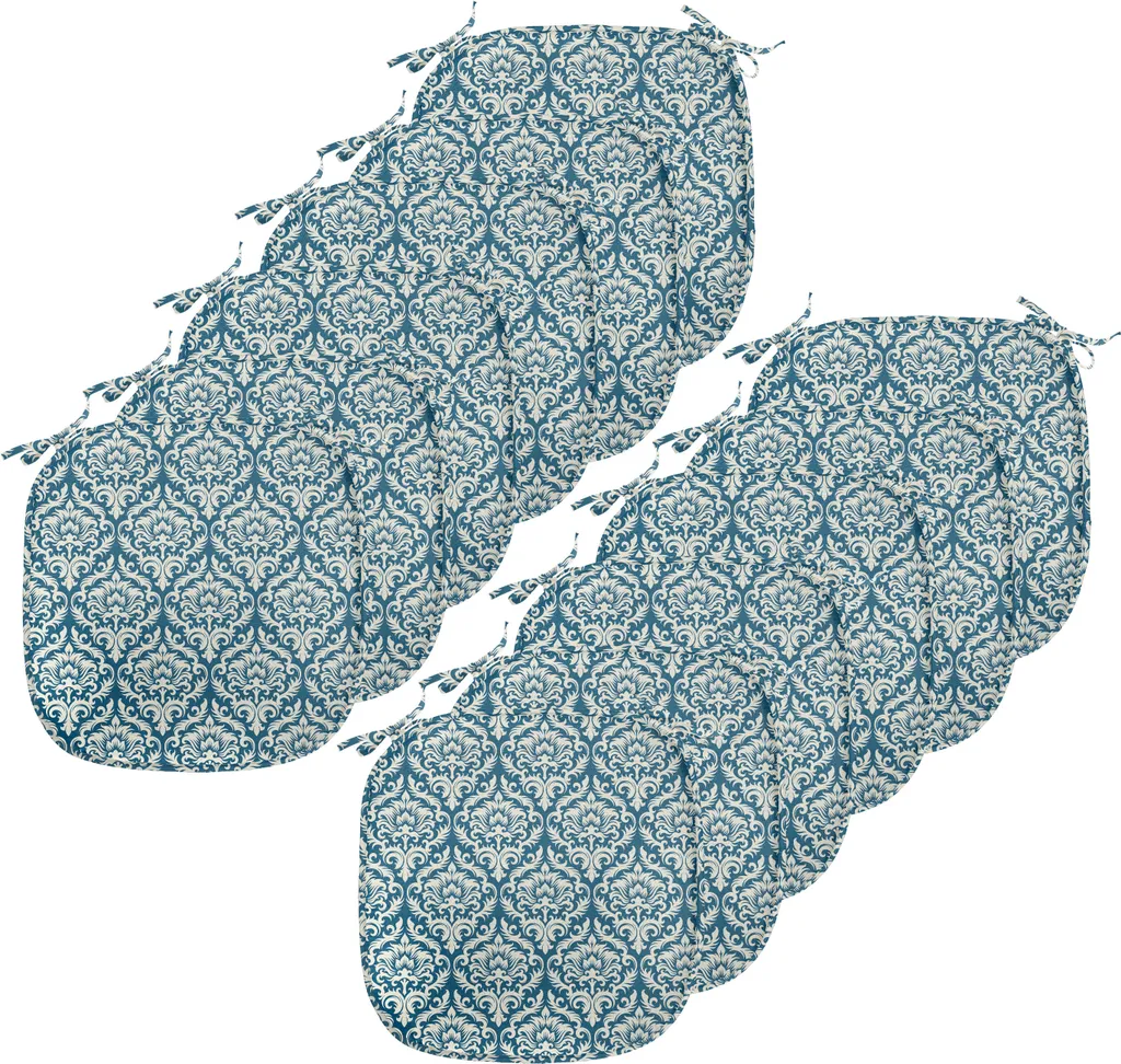 Set 12 Cuscini Sedie 40x40 Impermeabili - Stile Retrò Francese Blu