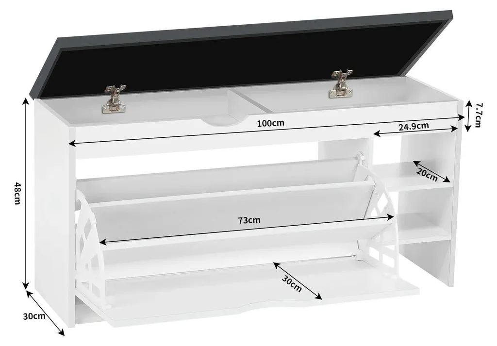 Meuble à chaussures étroit 100 cm avec banc de rangement 12 paires