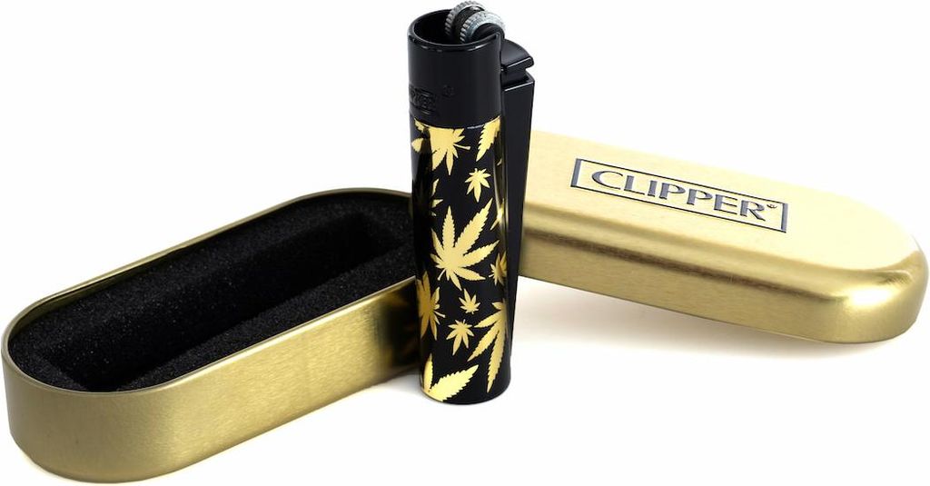 Clipper Metall Feuerzeug: Gold Leaves v2