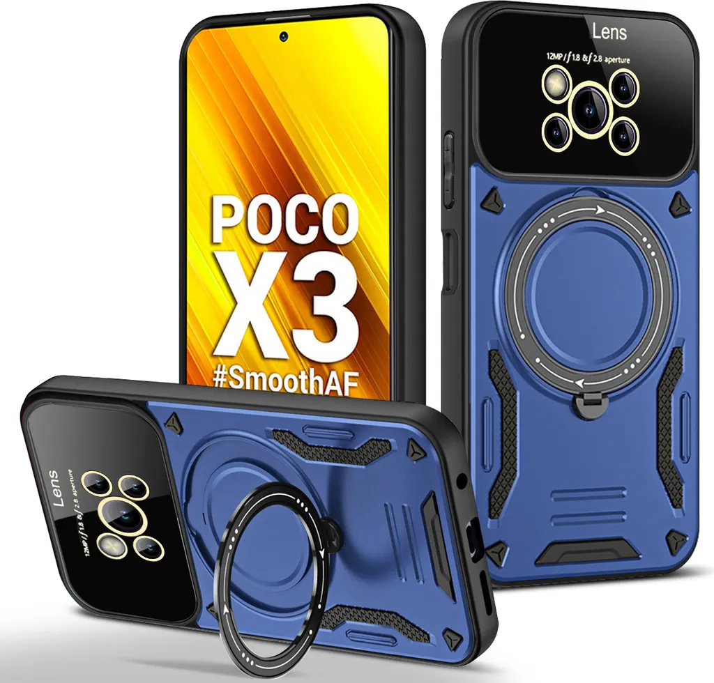 Custodia Xiaomi Poco X3 Pro NFC Rugged Blu - Cover con Anello Antiurto